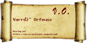 Varró Orfeusz névjegykártya